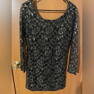 Liberty Love Black and Silver Lace Overlay Medium Dress